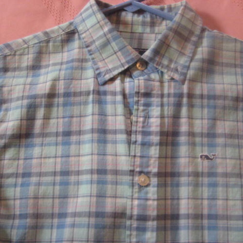 Vineyard Vines Plaid Long Sleeve Dress Shirt Boys Large 16